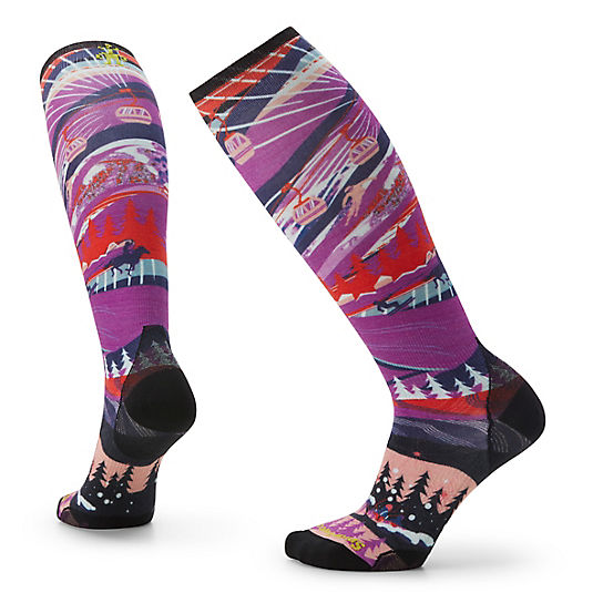 Women's Ski Zero Cushion Skication Print Over the Calf Socks