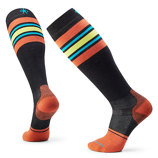 Snowboard Targeted Cushion Stripe Extra Stretch Over The Calf Socks