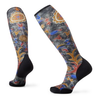 Women's Ski Royal Floral Print Over The Calf Socks