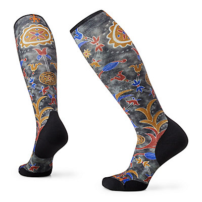 Women's Ski Royal Floral Print Over The Calf Socks 1