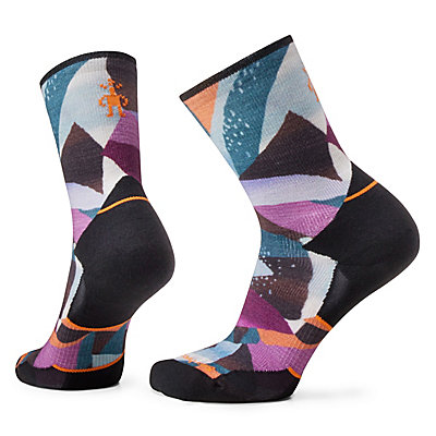 Women's Trail Run Targeted Cushion Mosaic Pieces Print Crew Socks 1