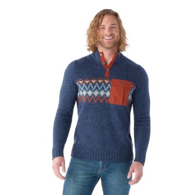 INTI ALPACA Thick Handmade sweater for Men in Blue Alpaca Wool